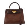 Hermès  Kelly 28 cm handbag  in brown ostrich leather - 360 thumbnail