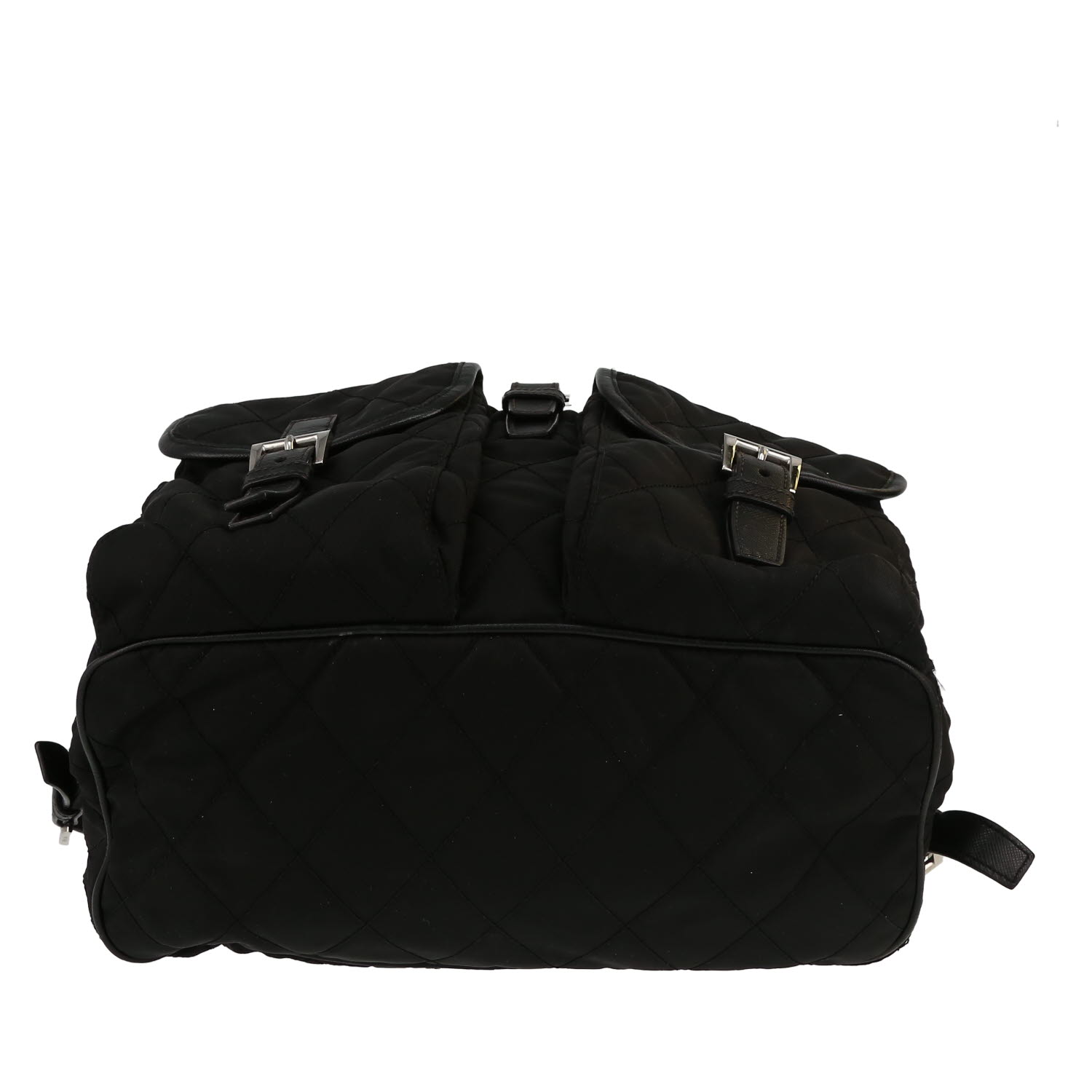 Sac à dos Prada   en toile noire et cuir noir - Detail D1
