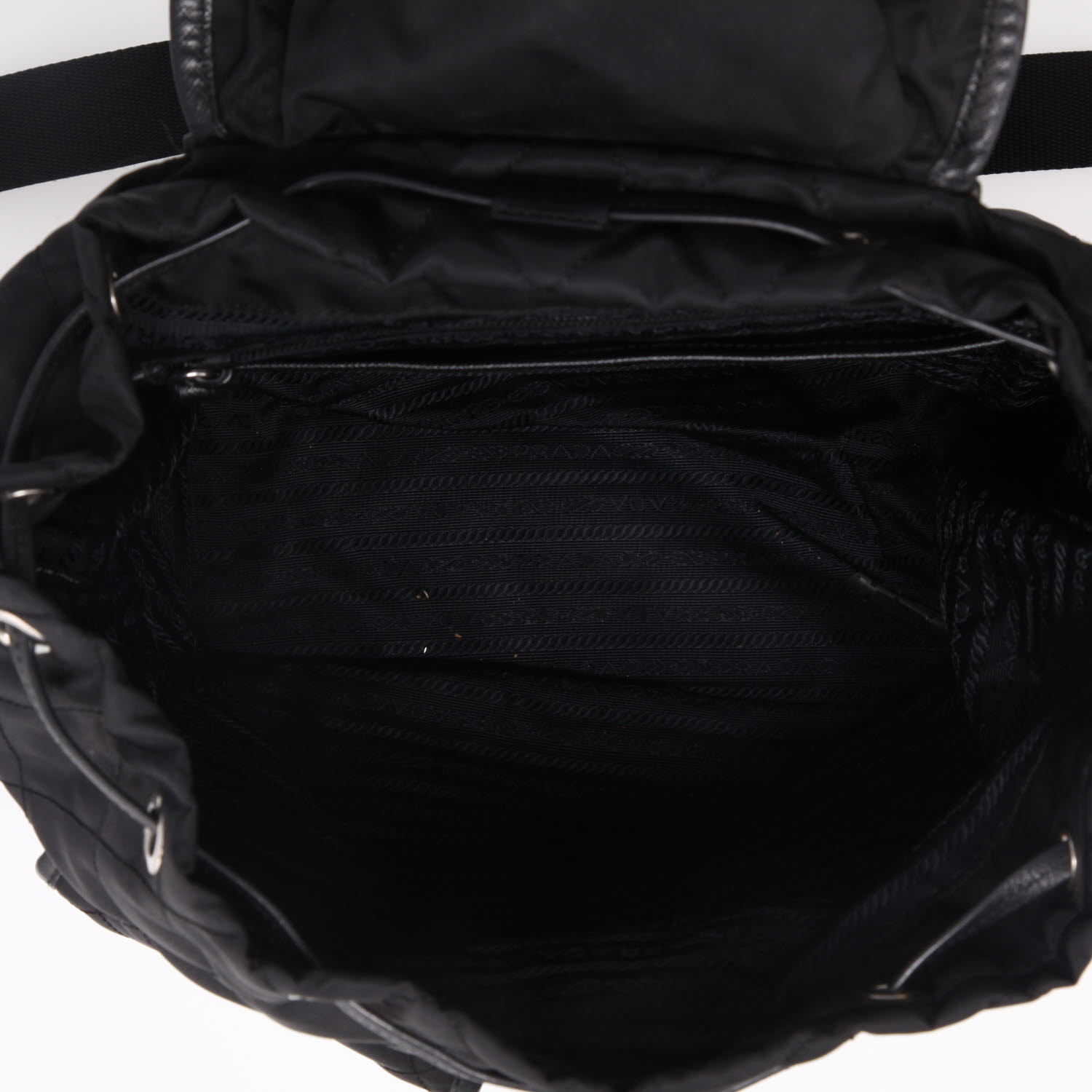 Sac à dos Prada   en toile noire et cuir noir - Detail D3