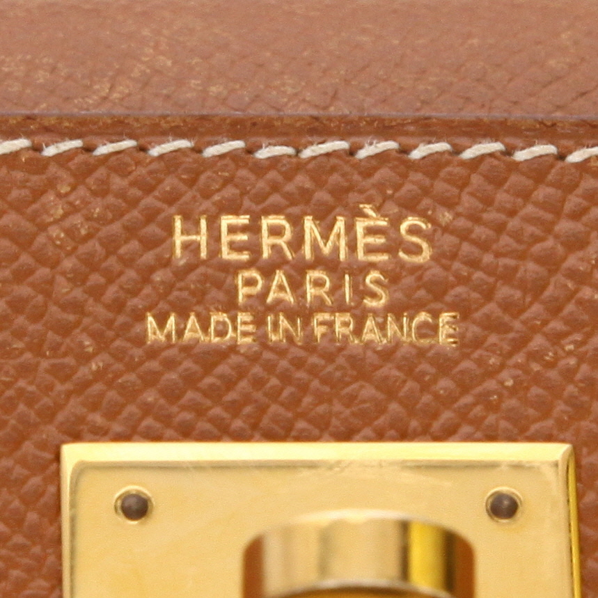 Sac à main Hermès  Kelly 32 cm en cuir Courchevel gold - Detail D2