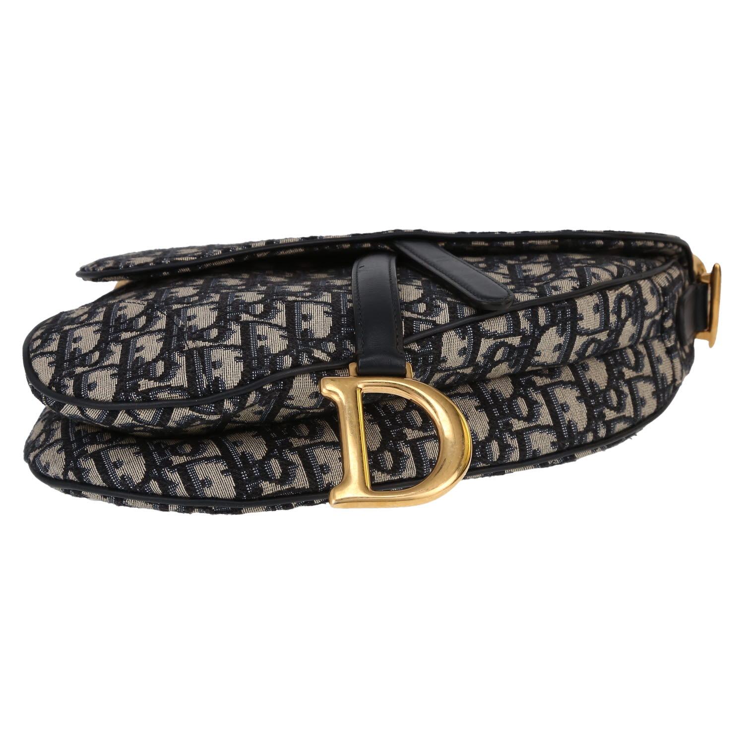 Dior  Saddle handbag  in navy blue monogram canvas Oblique  and navy blue leather - Detail D1