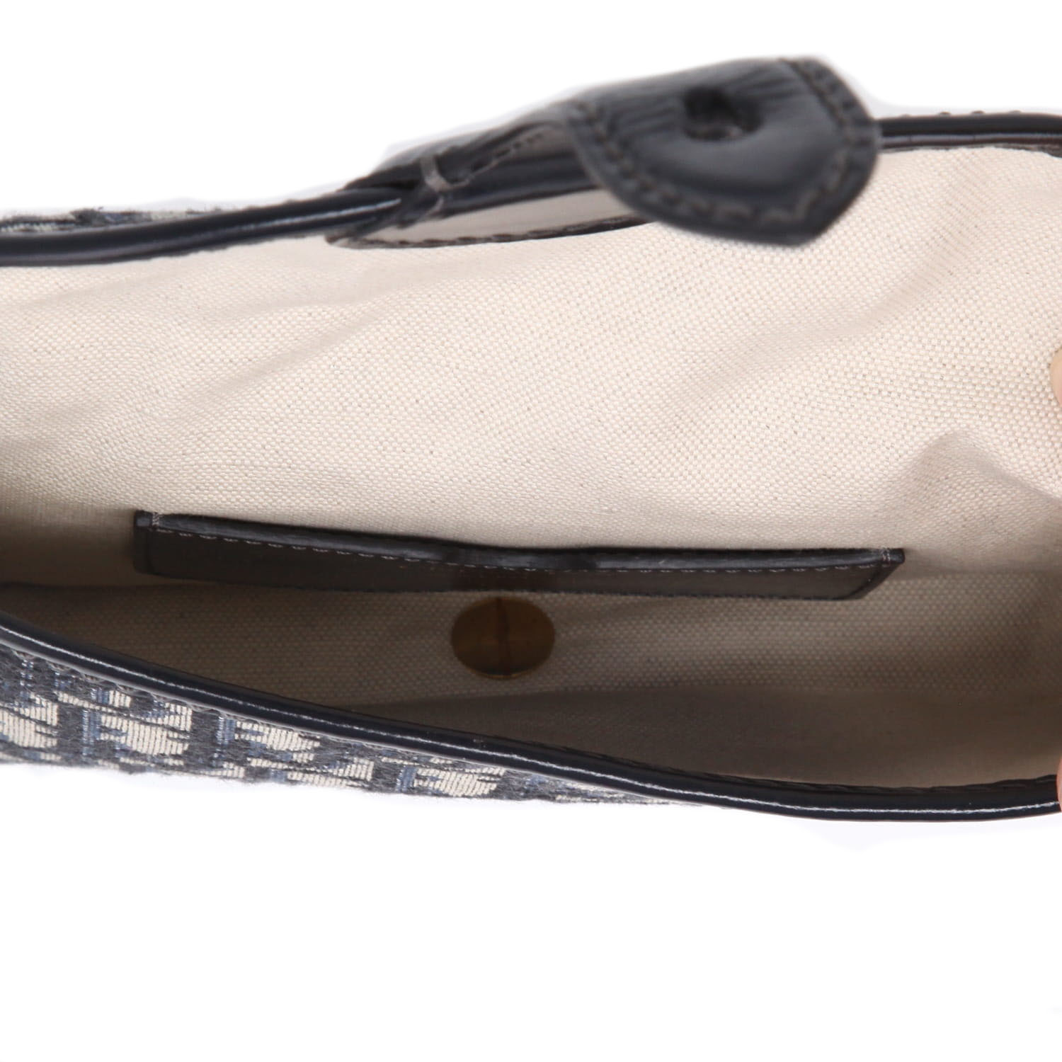 Bolso bandolera Dior   en lona Monogram Oblique azul y cuero azul - Detail D3