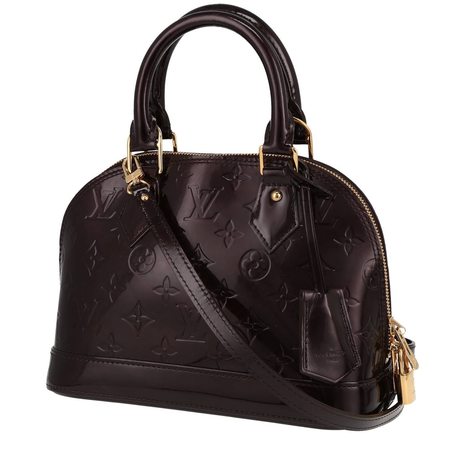 Bolso bandolera Louis Vuitton  Alma BB en charol Monogram color burdeos