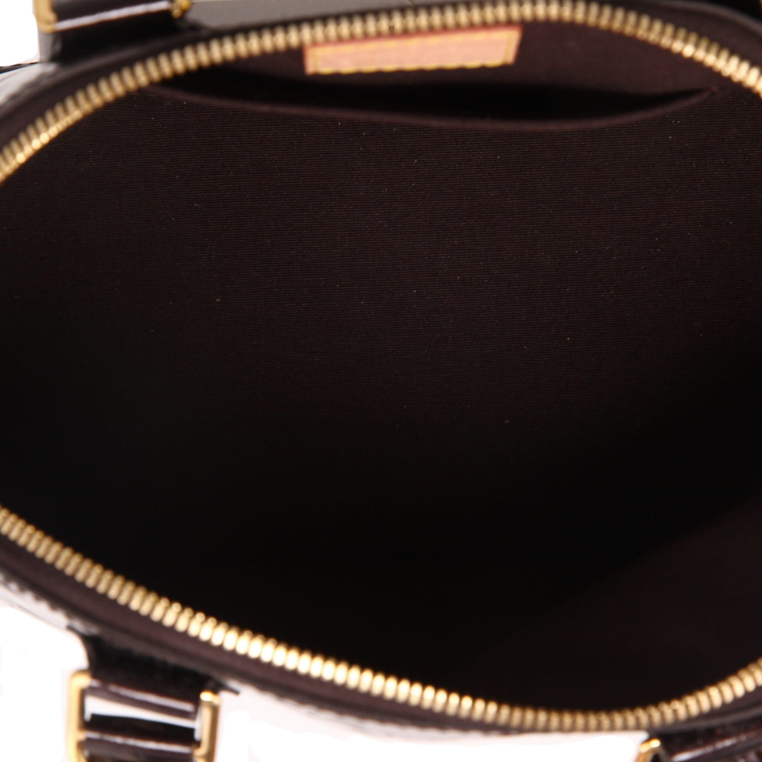 Bolso bandolera Louis Vuitton  Alma BB en charol Monogram color burdeos - Detail D3