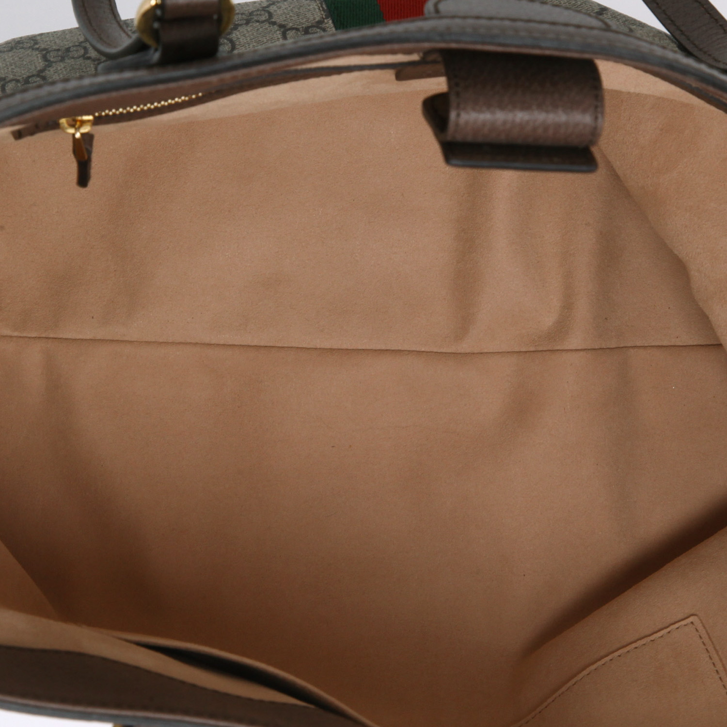 Sac cabas Gucci  Suprême GG en toile sûpreme GG beige et cuir marron - Detail D3