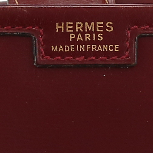 Hermès  Jige pouch  in burgundy box leather - Detail D2