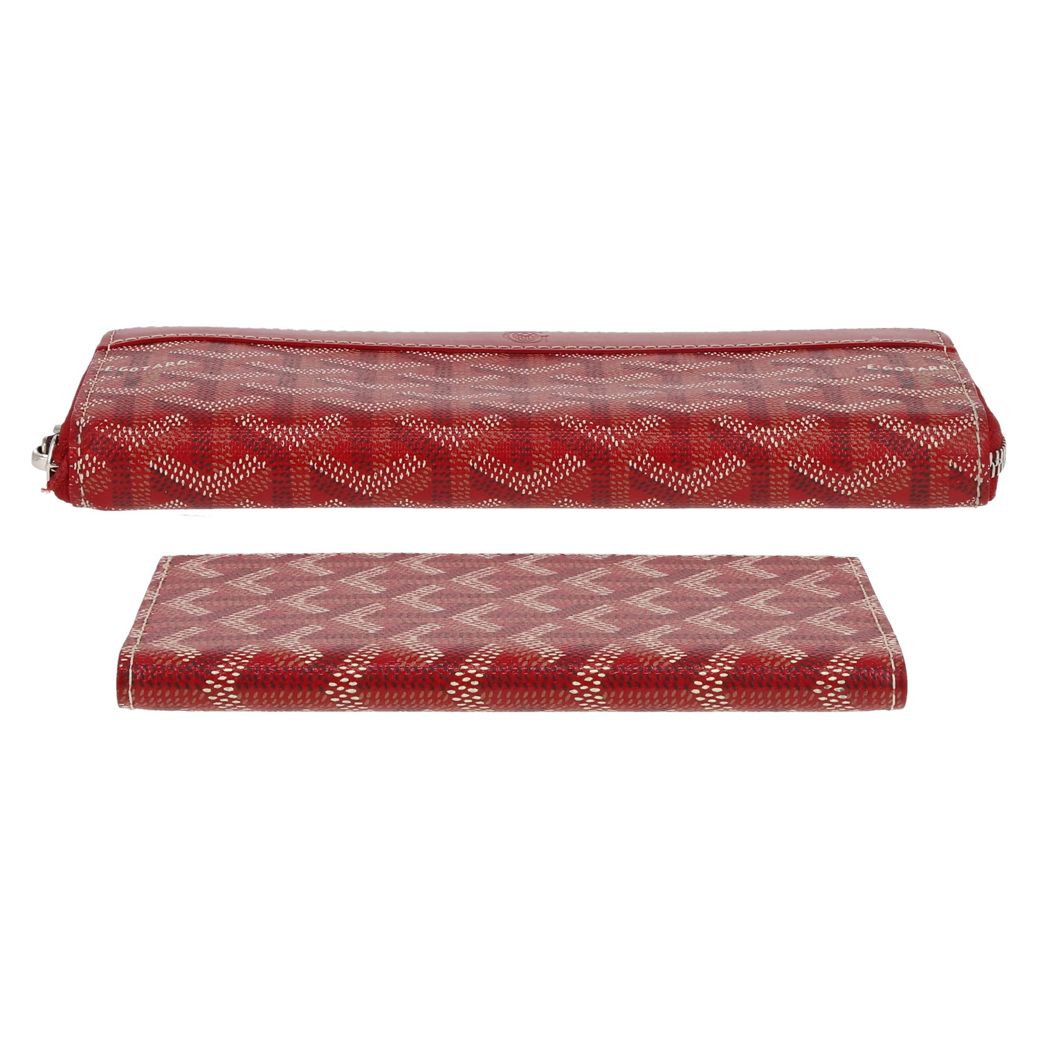 Billetera Goyard   en tela Goyardine roja y cuero rojo - Detail D1