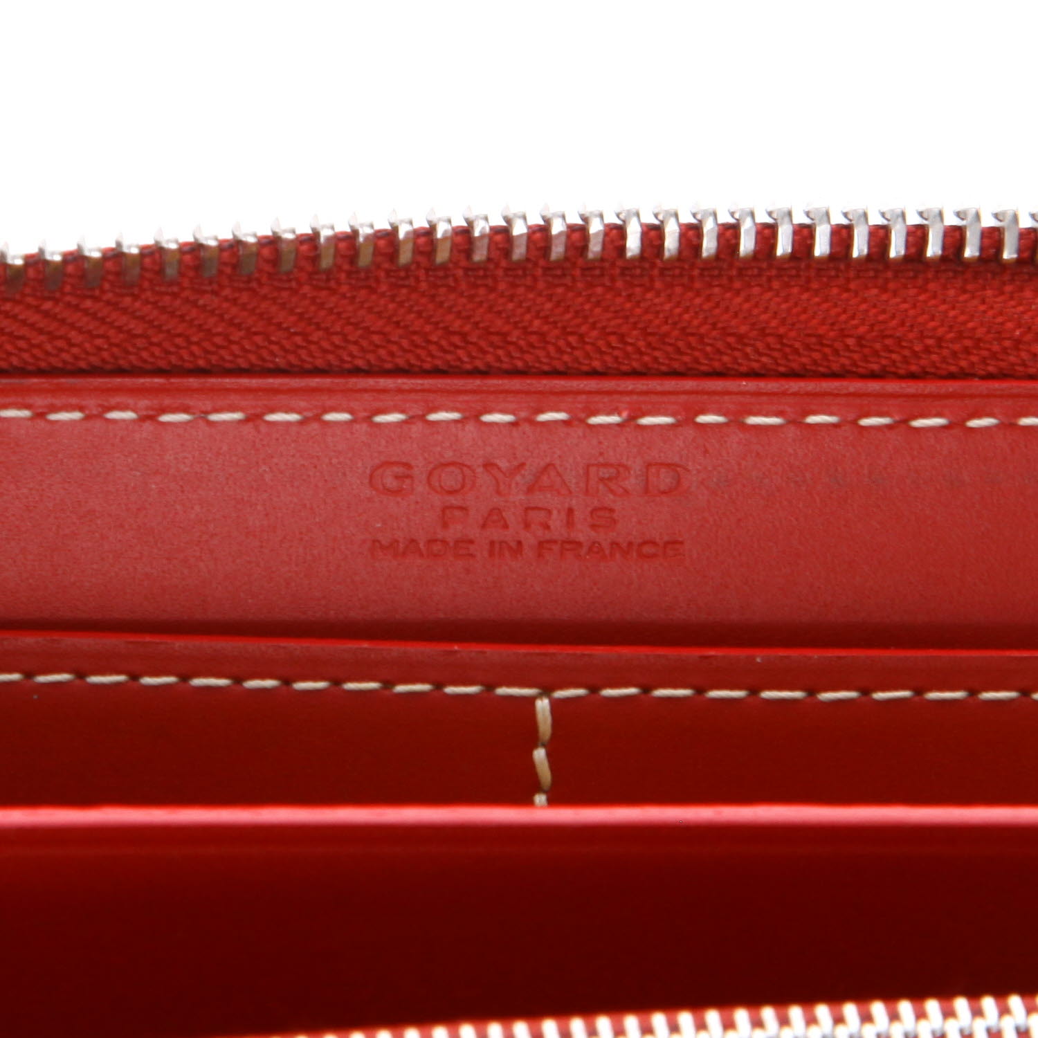 Billetera Goyard   en tela Goyardine roja y cuero rojo - Detail D2