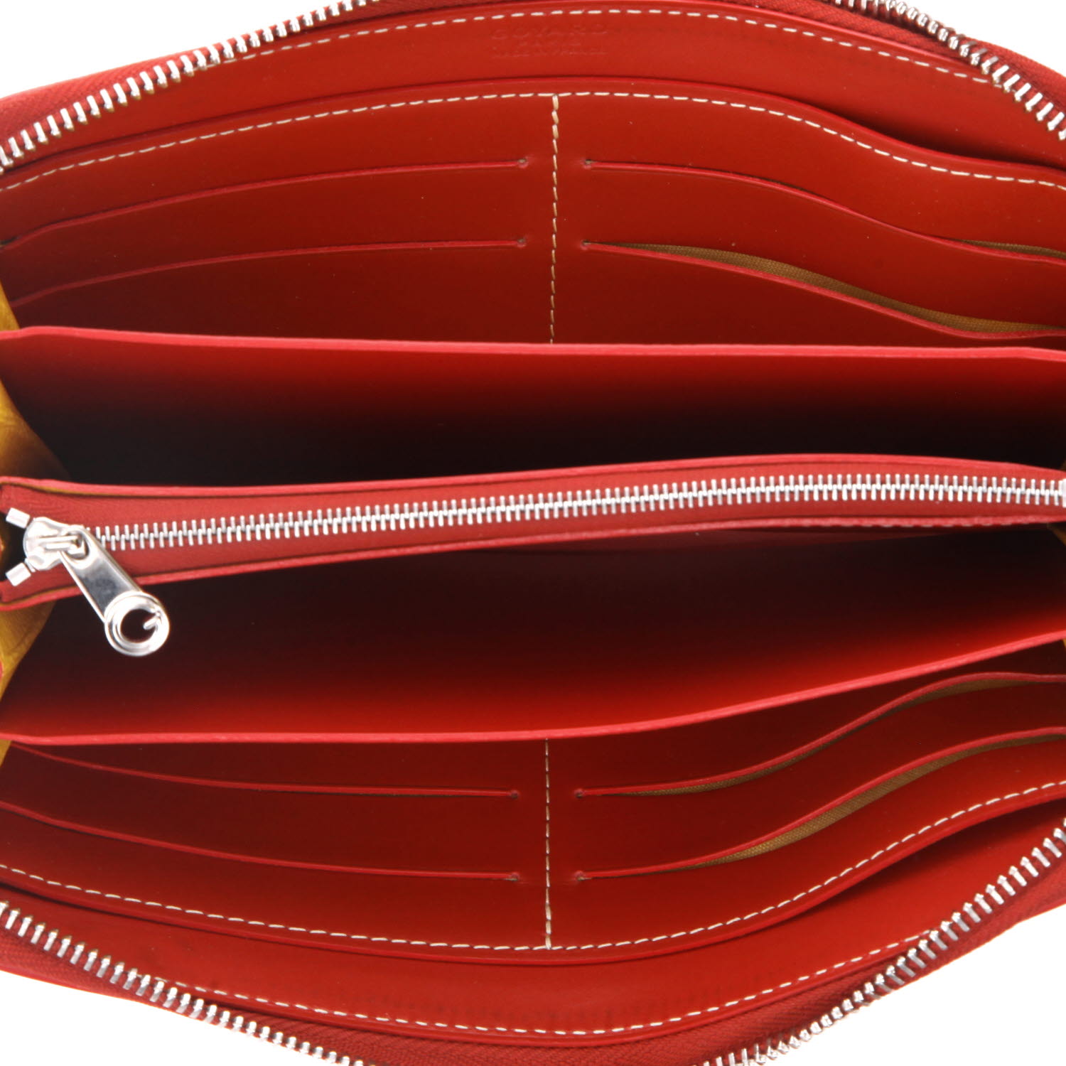 Portefeuille Goyard   en toile Goyardine rouge et cuir rouge - Detail D3