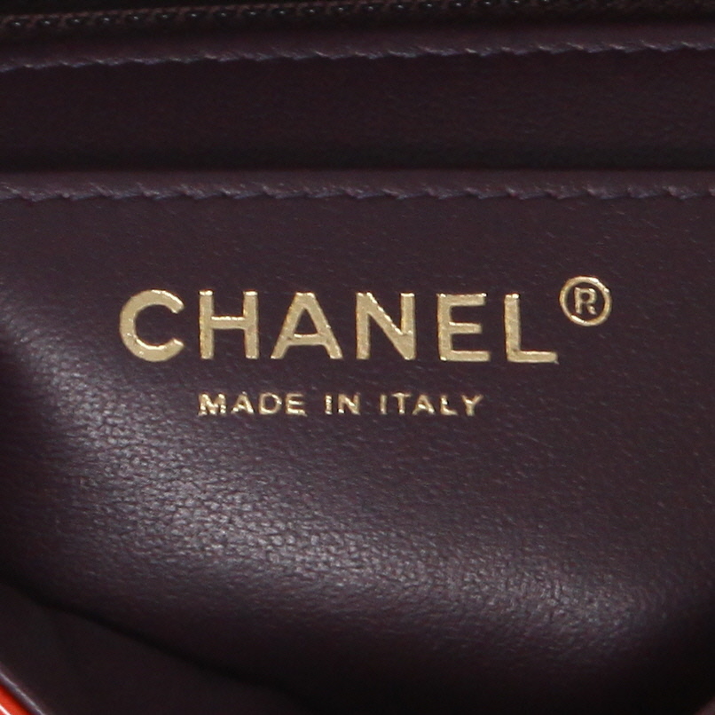 Borsa a tracolla Chanel  Mini Timeless in pelle verniciata e foderata arancione rossa e bordeaux - Detail D2