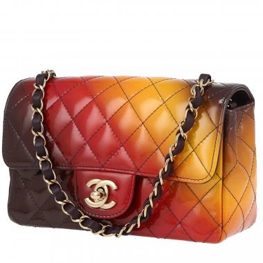 Chanel  Mini Timeless shoulder bag  in orange, red and burgundy patent quilted leather