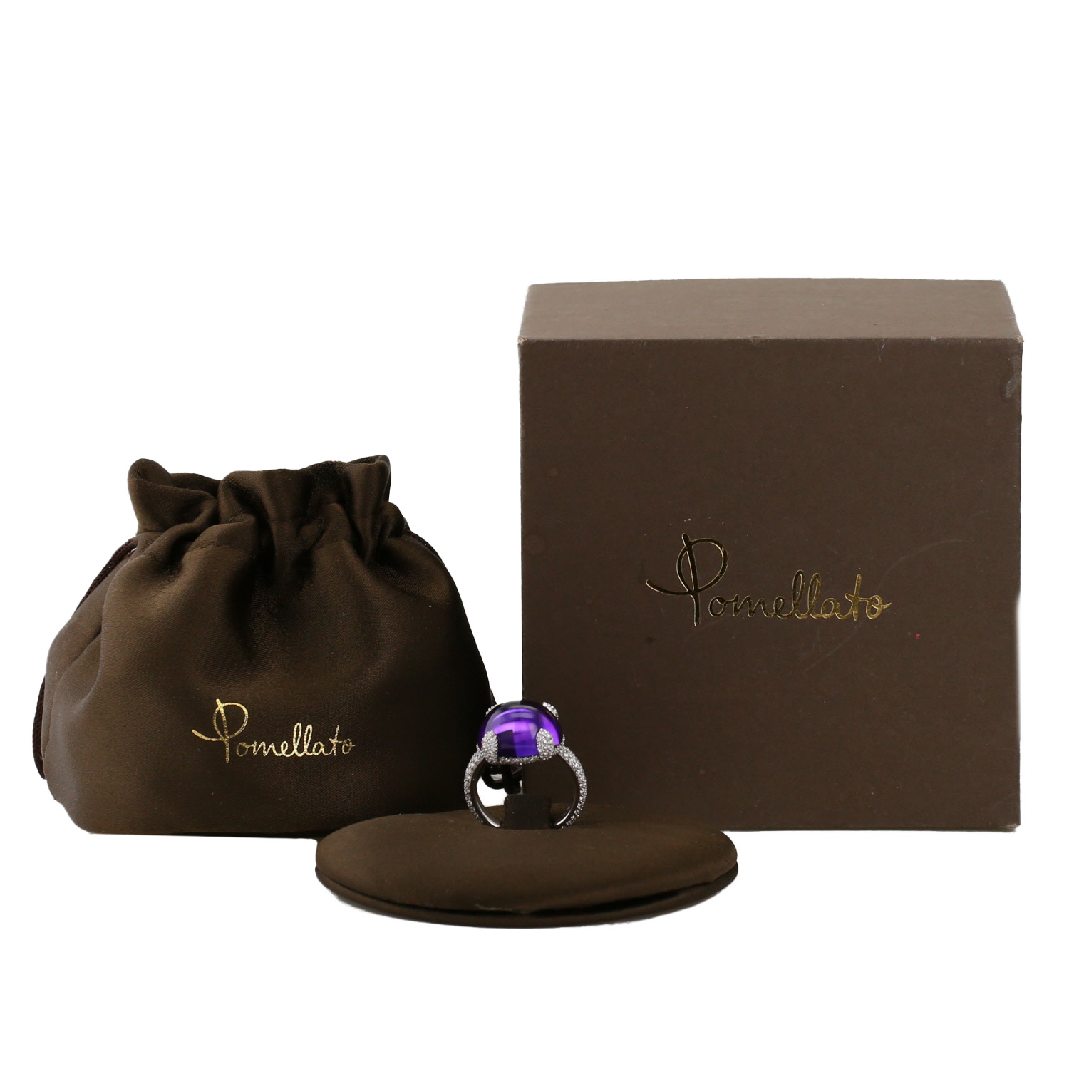 Pomellato Caramelle ring in white gold, diamonds and amethyst - Detail D2