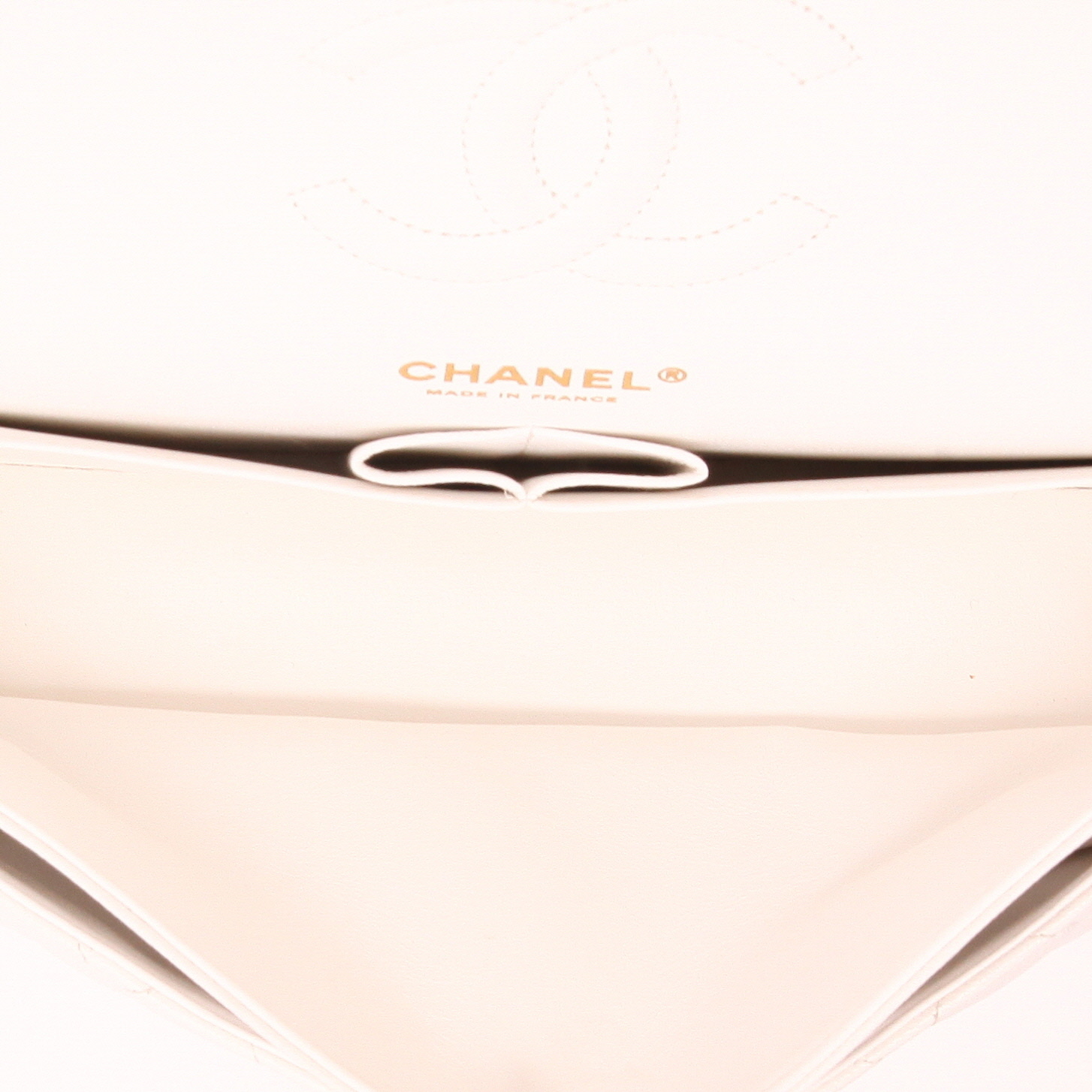 Borsa Chanel  Timeless in pelle martellata e trapuntata bianca - Detail D3