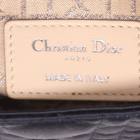 Dior  Mini Lady Dior shoulder bag  in blue satin - Detail D2