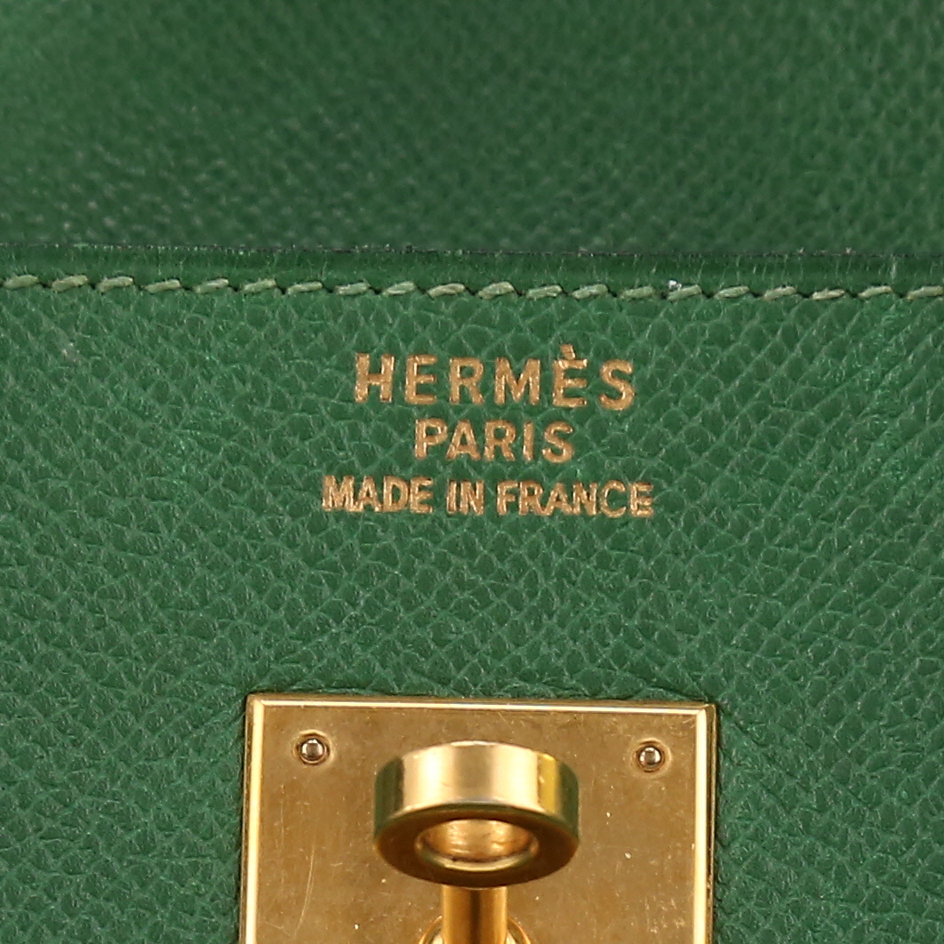 Borsa weekend Hermès  Haut à Courroies in pelle Courchevel Vert Bengale - Detail D2