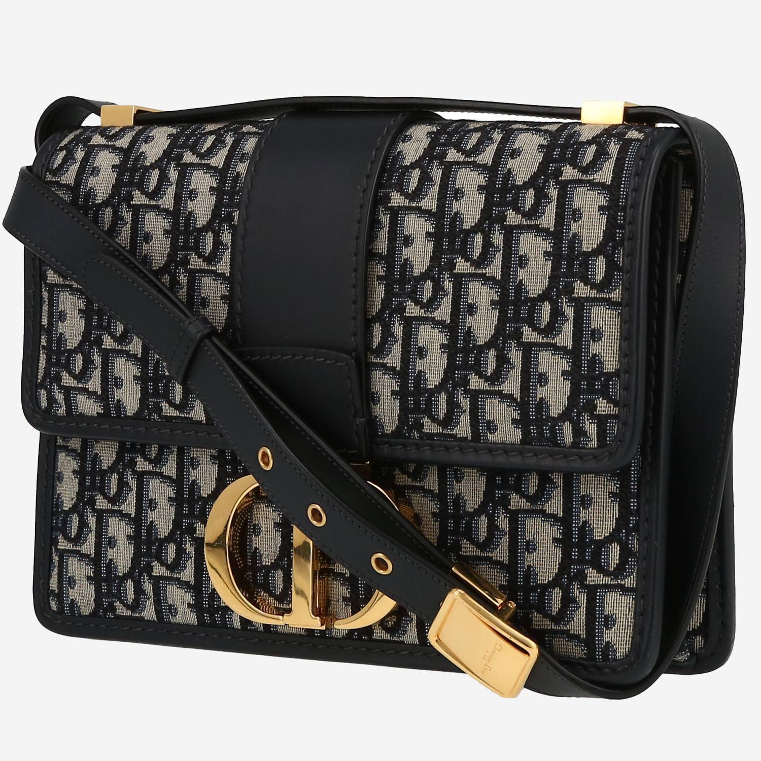 Dior  30 Montaigne handbag  in navy blue monogram canvas Oblique  and navy blue leather