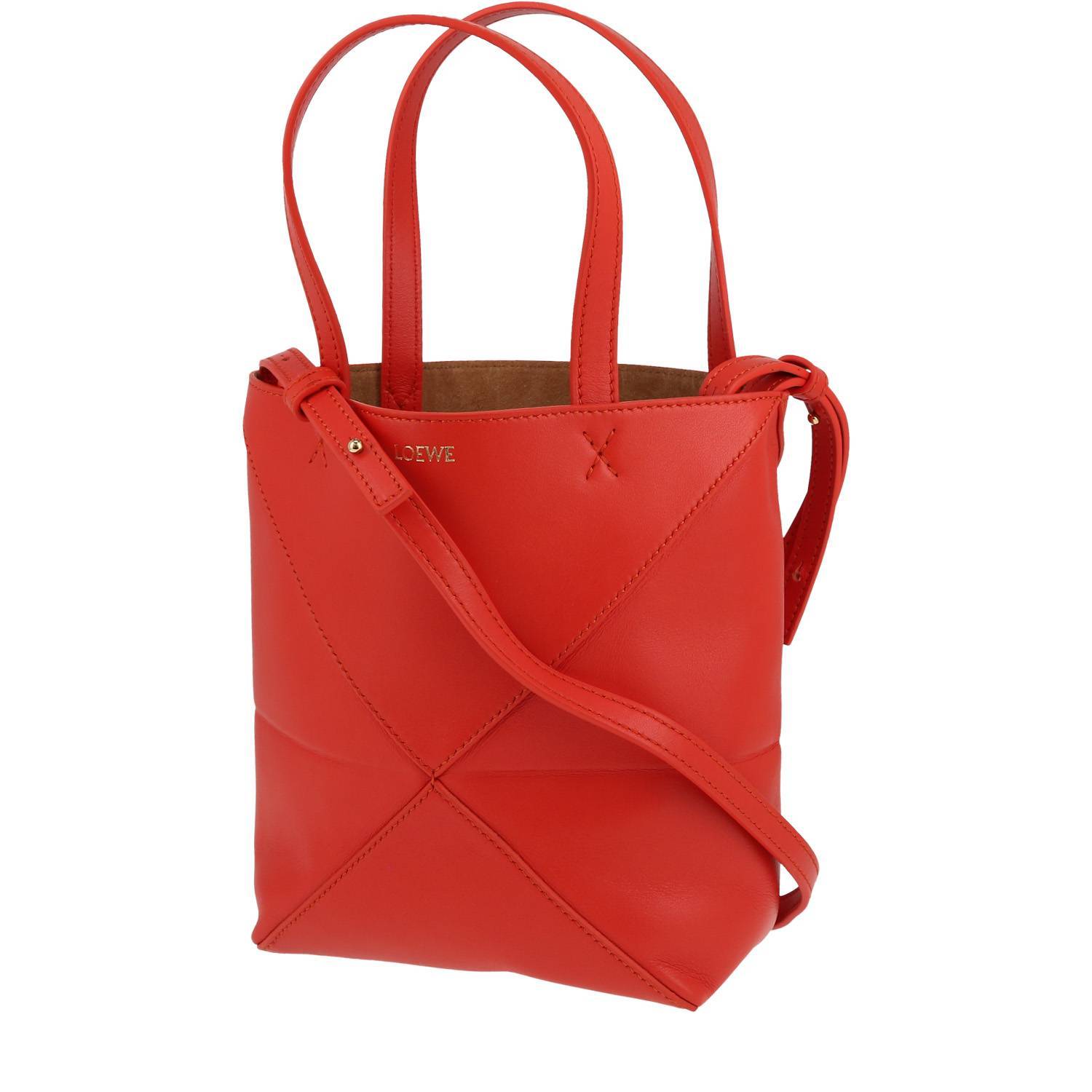 Fold Puzzle Mini Shopping Bag In Leather