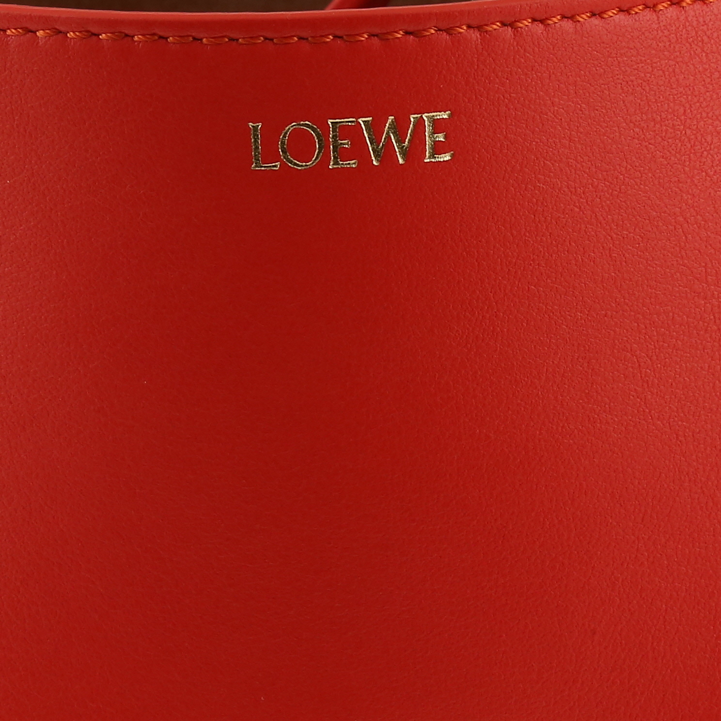 Sac cabas Loewe Puzzle Fold mini  en cuir rouge - Detail D2