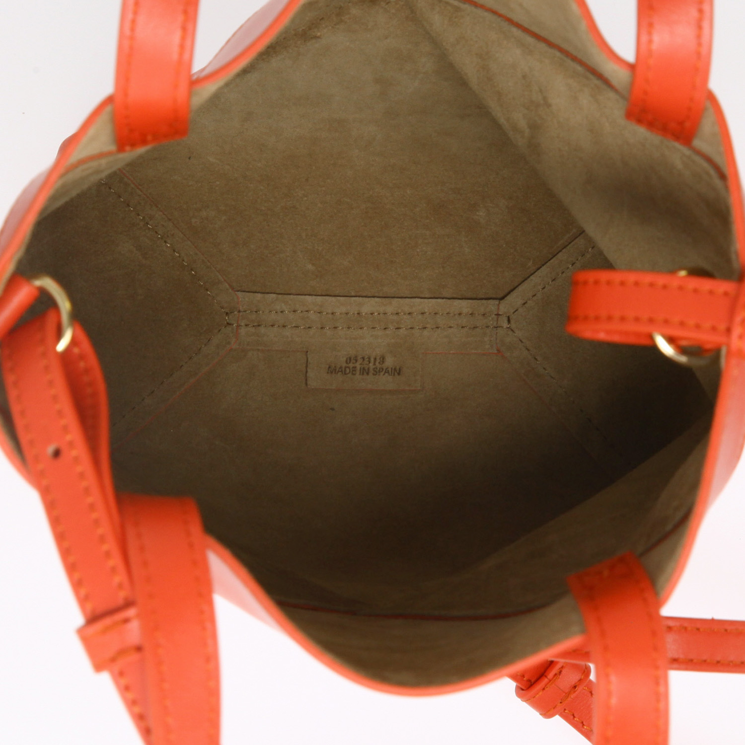 Sac cabas Loewe Puzzle Fold mini  en cuir rouge - Detail D3