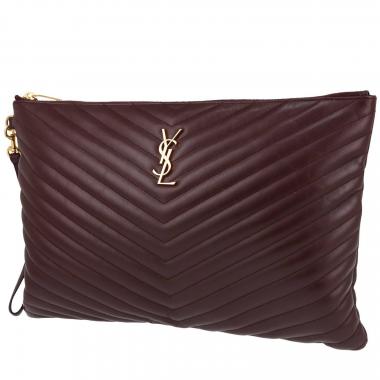 Pochette Saint Laurent  Cassandre en cuir bordeaux