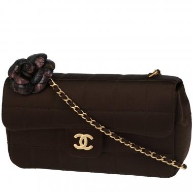Chanel  Choco bar shoulder bag  in brown satin