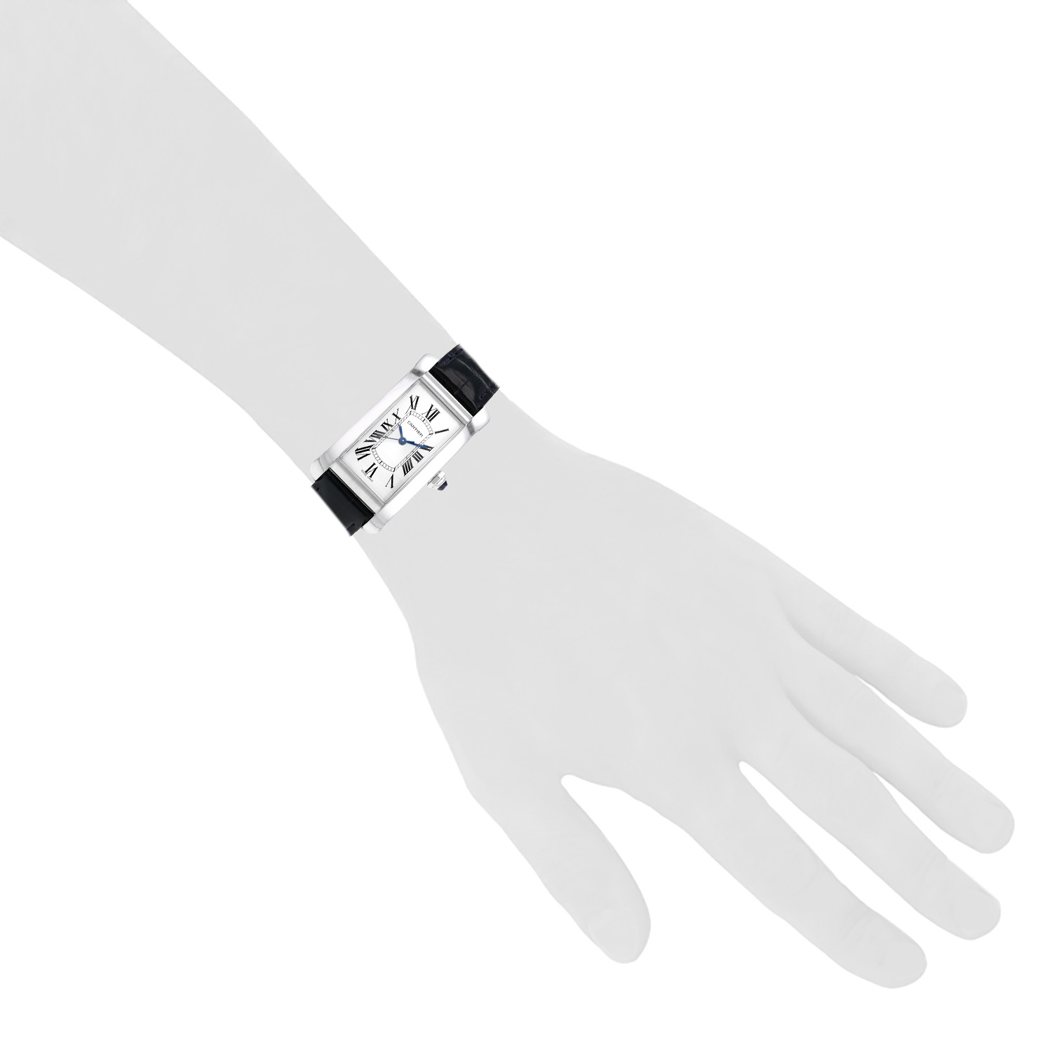 Cartier Tank Américaine  medium model  in stainless steel Ref: Cartier - 3971  Circa 2010 - Detail D1