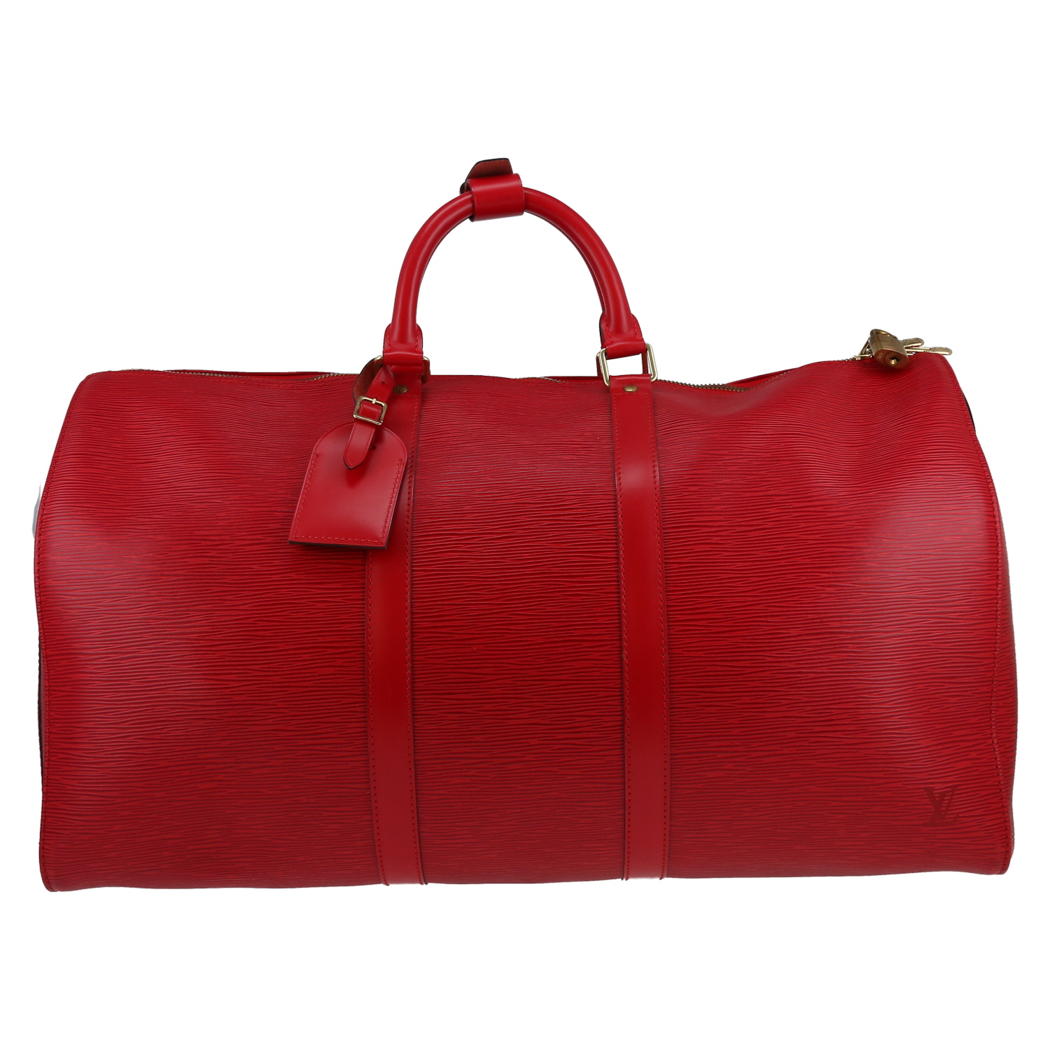 Sac de voyage Louis Vuitton  Keepall 50 en cuir épi rouge - Detail D1