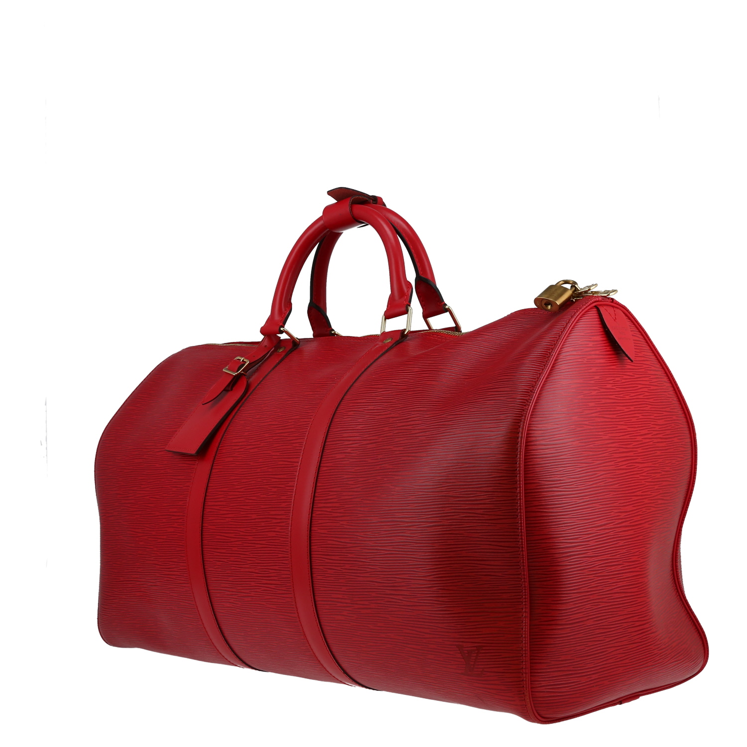Bolsa de viaje Louis Vuitton  Keepall 50 en cuero Epi rojo - Detail D2