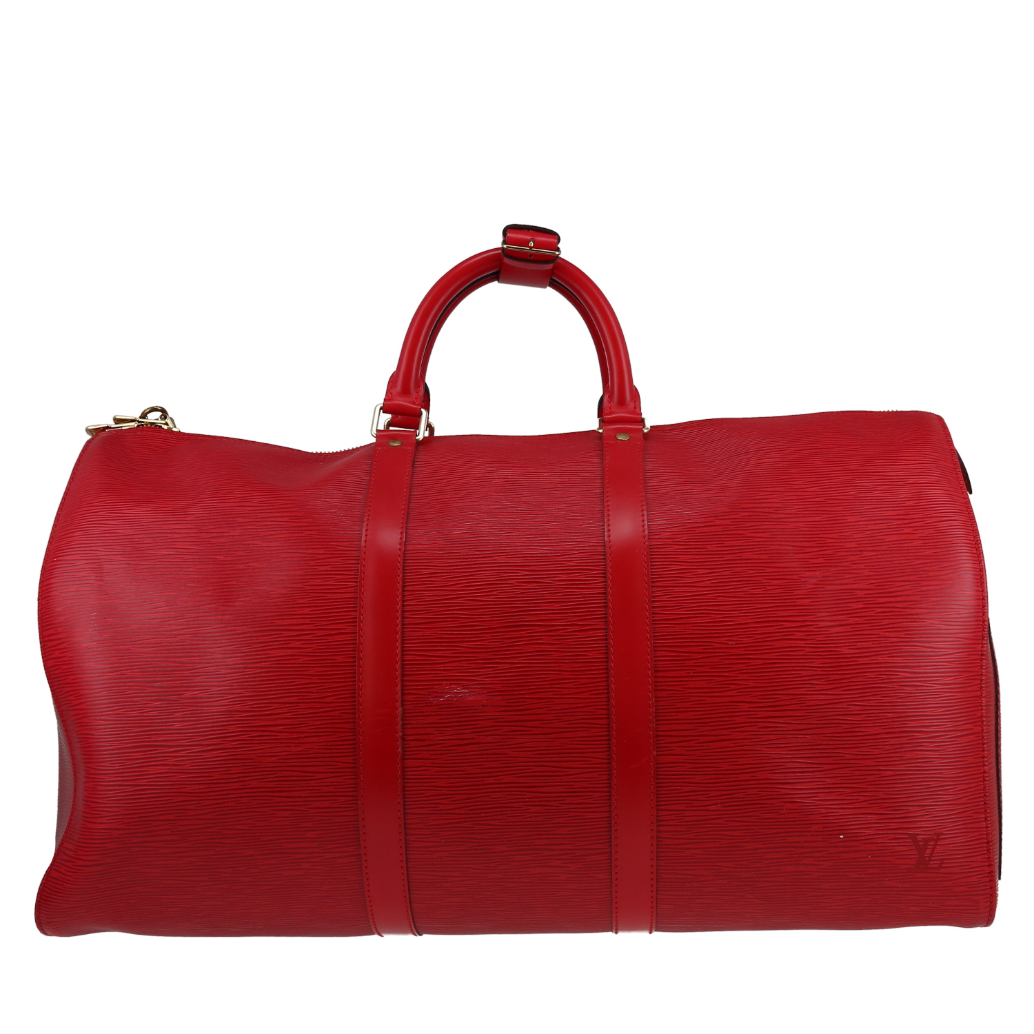 Sac de voyage Louis Vuitton  Keepall 50 en cuir épi rouge - Detail D5