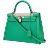 Hermès  Kelly 32 cm handbag  in green and beige "H" canvas  and green leather - 00pp thumbnail