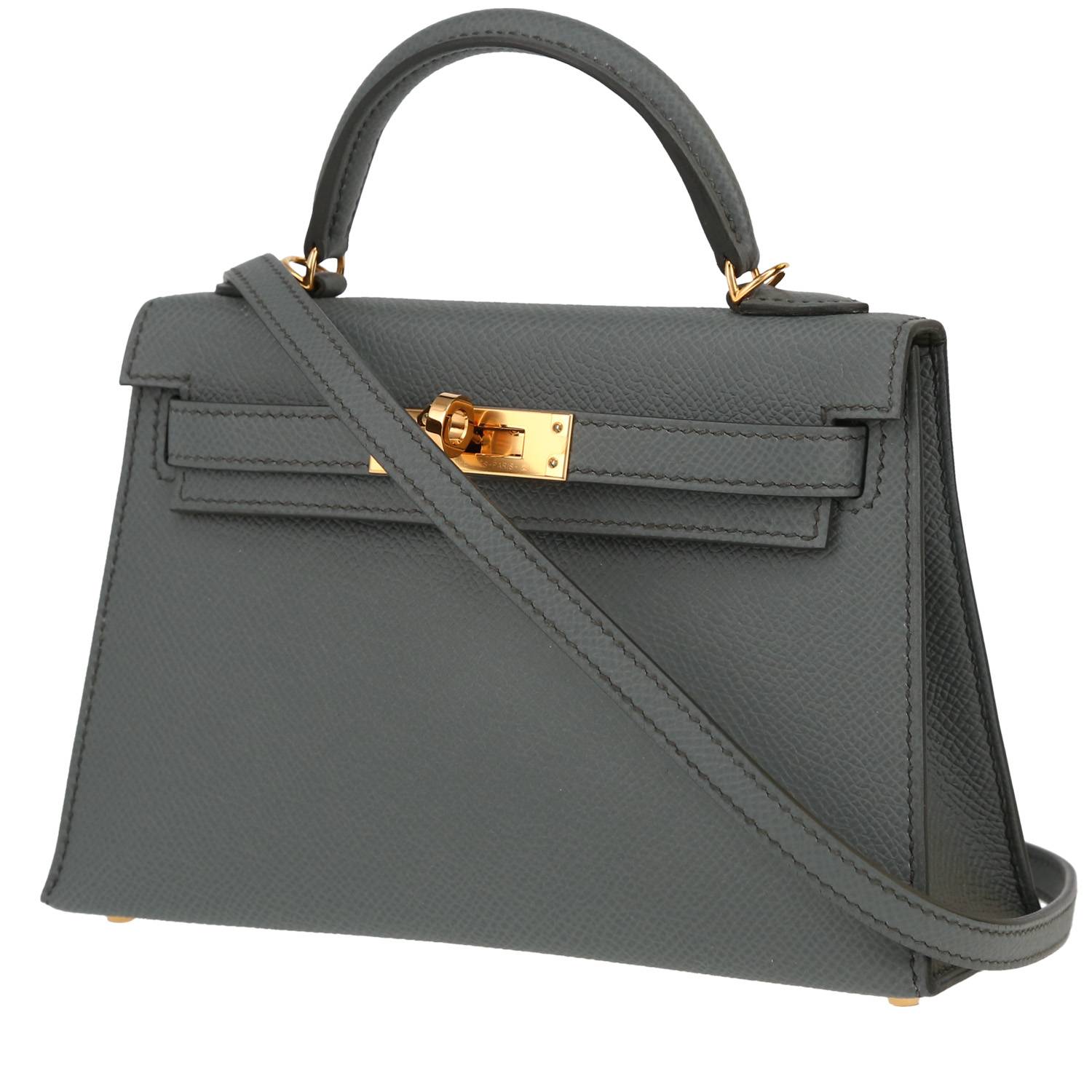 Borsa Hermès  Kelly 20 cm in pelle Epsom grigia stagna