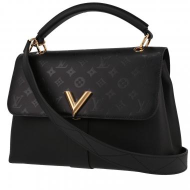 Borsa Louis Vuitton  One Handle Very in pelle martellata nera e pelle monogram nera