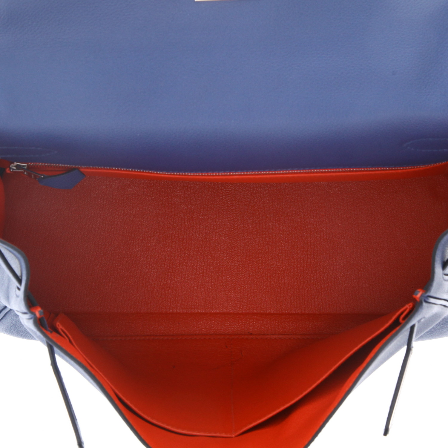 Bolso de mano Hermès  Kelly 32 cm en cuero togo azul Lavande - Detail D3