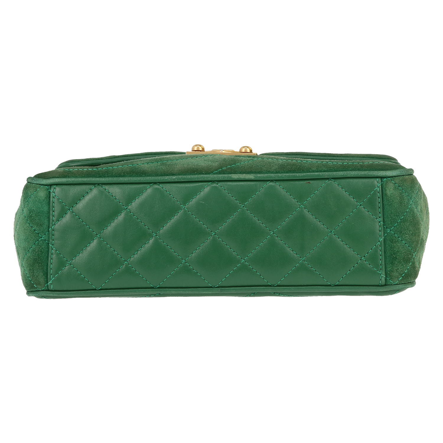 Borsa Chanel  Vintage in camoscio verde e pelle trapuntata verde - Detail D1