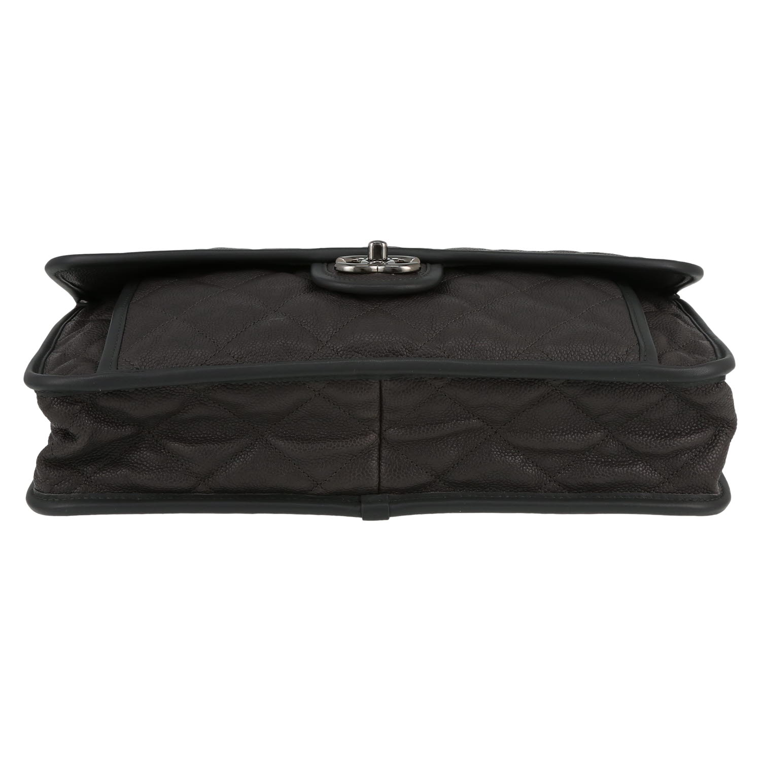 Sac bandoulière Chanel  Timeless Jumbo en cuir grainé matelassé gris anthracite - Detail D1