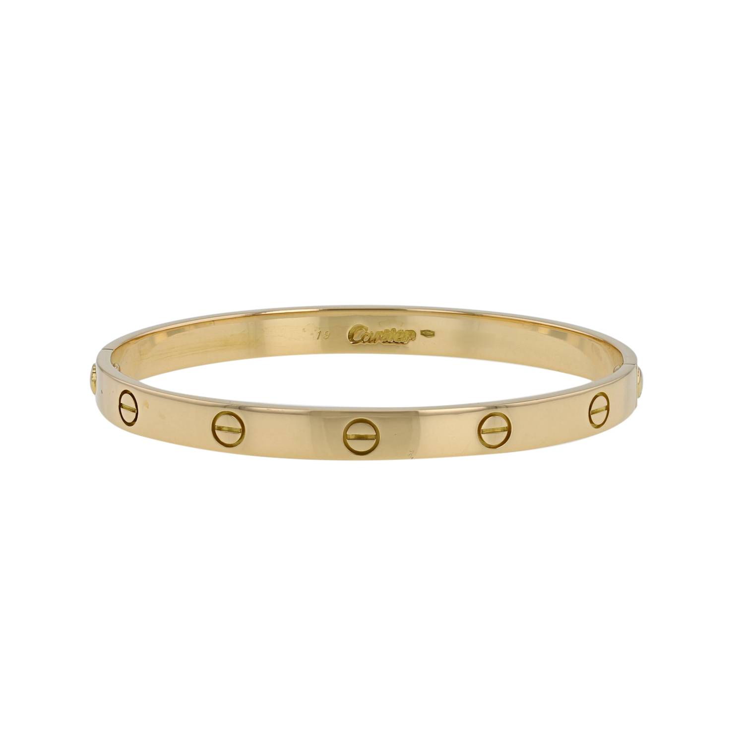 bracelet cartier love grand modèle en or jaune, taille 19