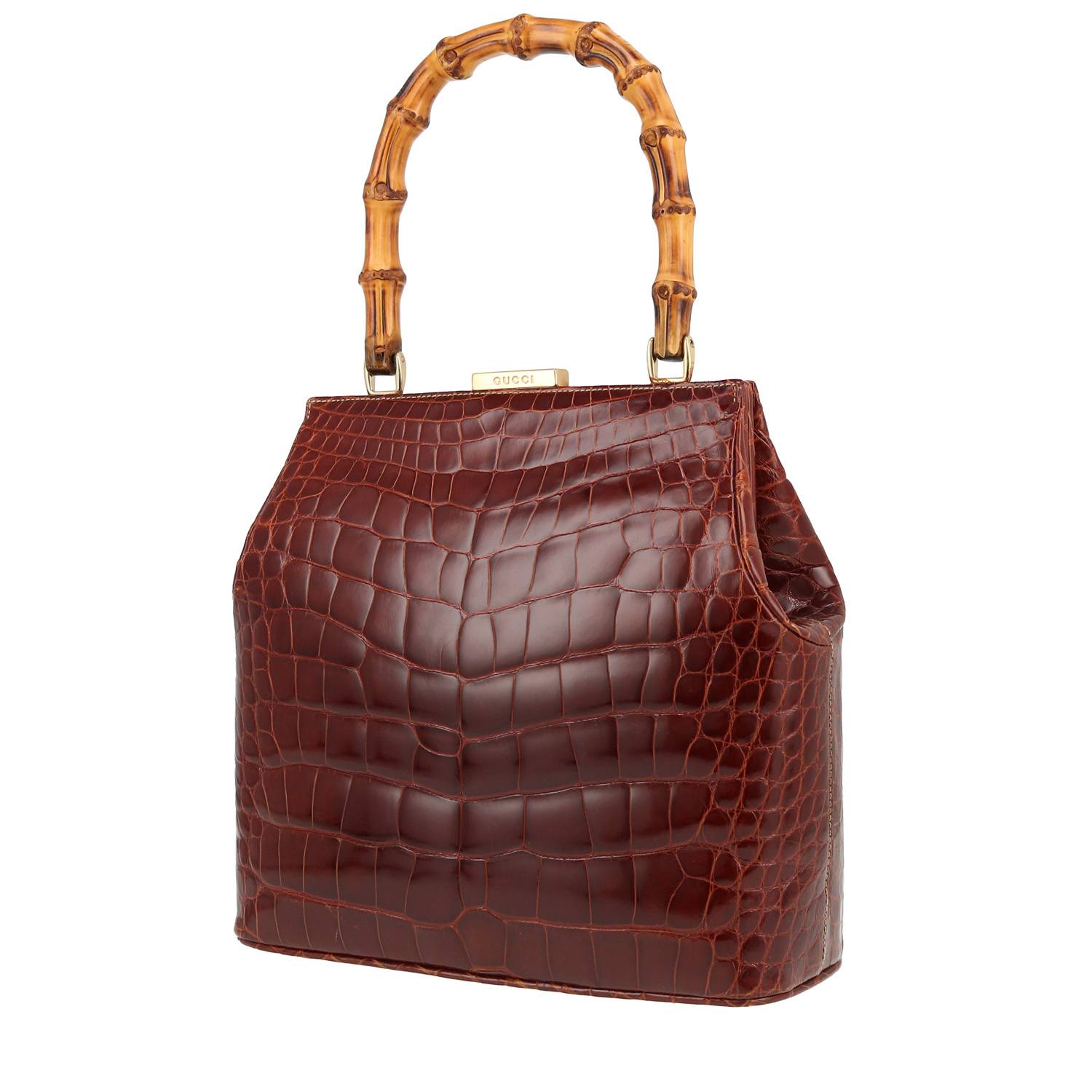 Borsa Gucci Vintage in coccodrillo marrone