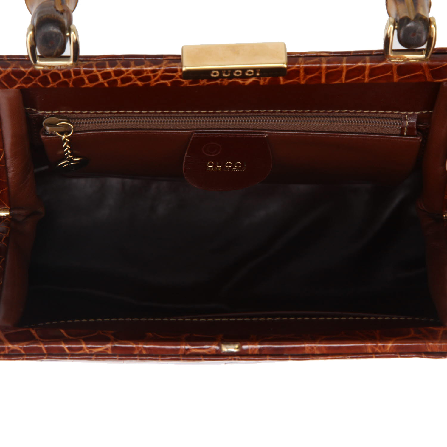 Gucci  Gucci Vintage handbag  in brown crocodile - Detail D3