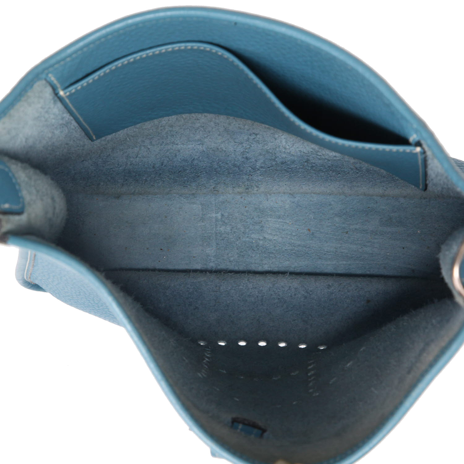 Bolso bandolera Hermès  Evelyne en cuero taurillon clémence azul - Detail D3