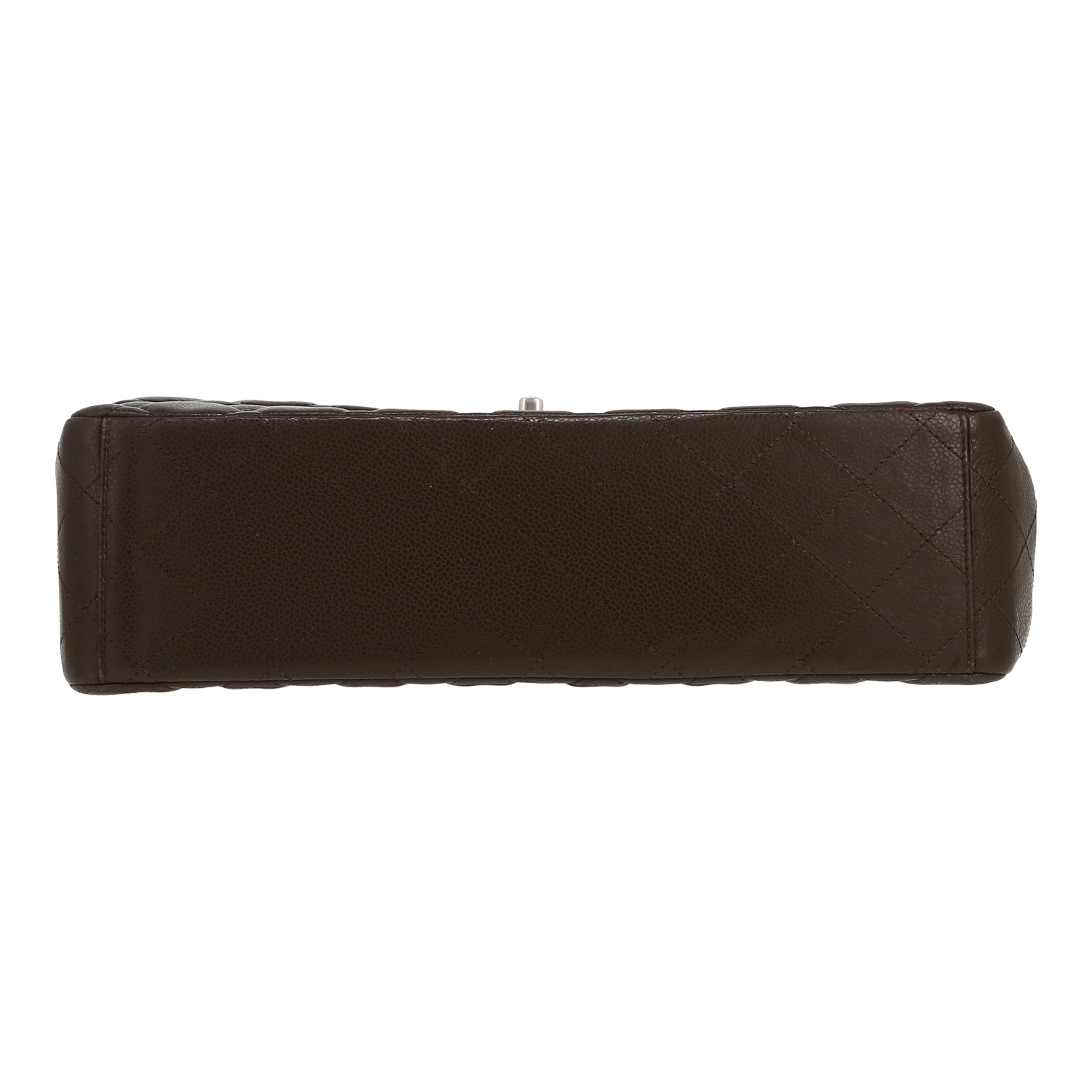 Chanel  Timeless Maxi Jumbo handbag  in brown quilted grained leather - Detail D1