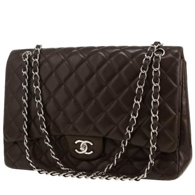 Bolso de mano Chanel  Timeless Maxi Jumbo en cuero granulado acolchado marrón