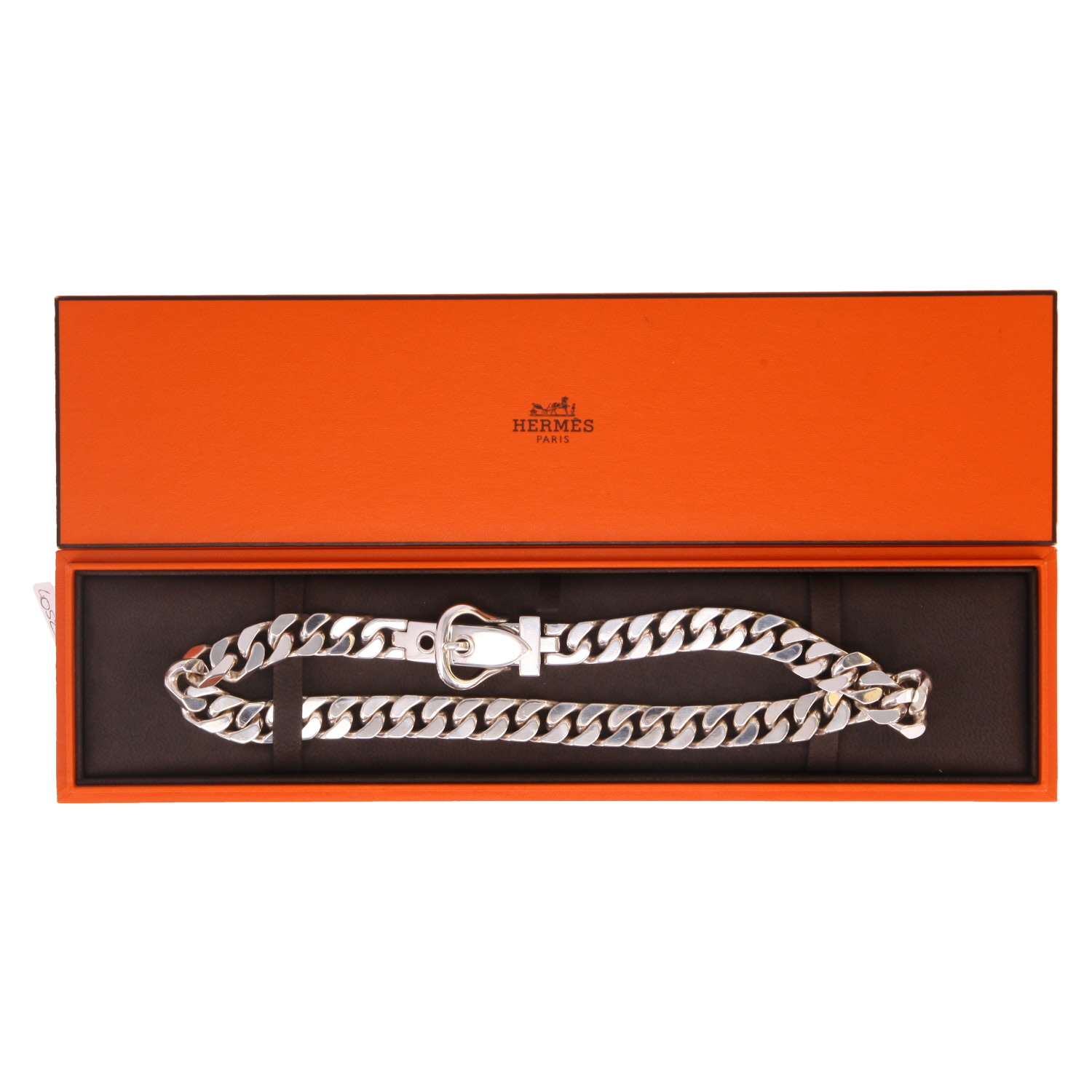 Collar Hermès Boucle Sellier modelo grande de plata - Detail D2