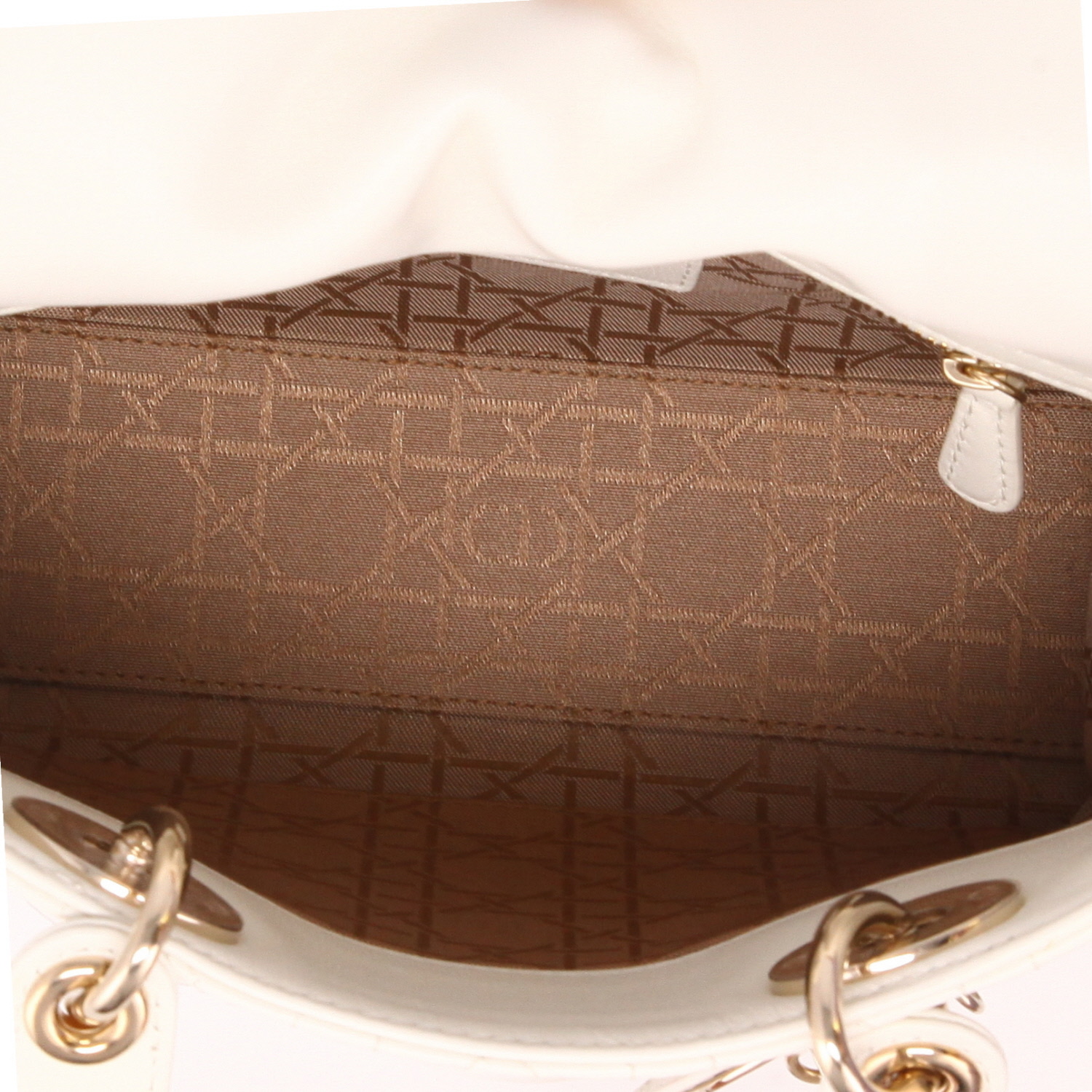Lady Dior handbag  in white leather cannage - Detail D3