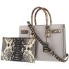 Saint Laurent  Sac de jour medium model  handbag  in grey pearl leather  and beige python - 00pp thumbnail
