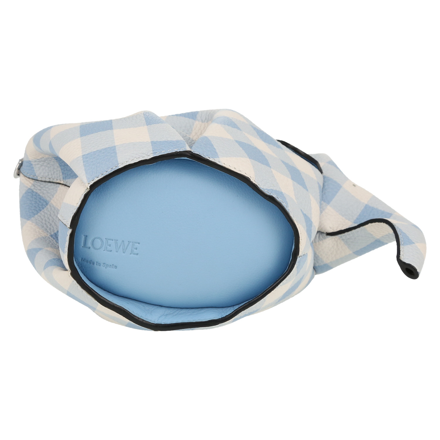 Sac bandoulière Loewe  Elephant Pocket en cuir bleu-ciel et blanc - Detail D1