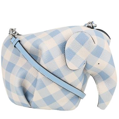 Sac bandoulière Loewe  Elephant Pocket en cuir bleu-ciel et blanc