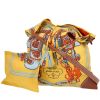 Sac bandoulière Hermès  Silk City en soie jaune et cuir Barénia - 00pp thumbnail