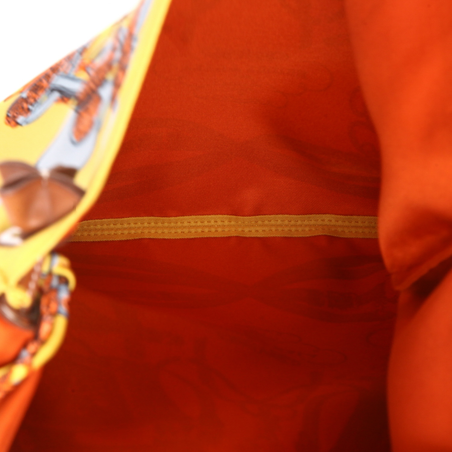 Borsa a tracolla Hermès  Silk City in seta gialla e pelle Barenia - Detail D3