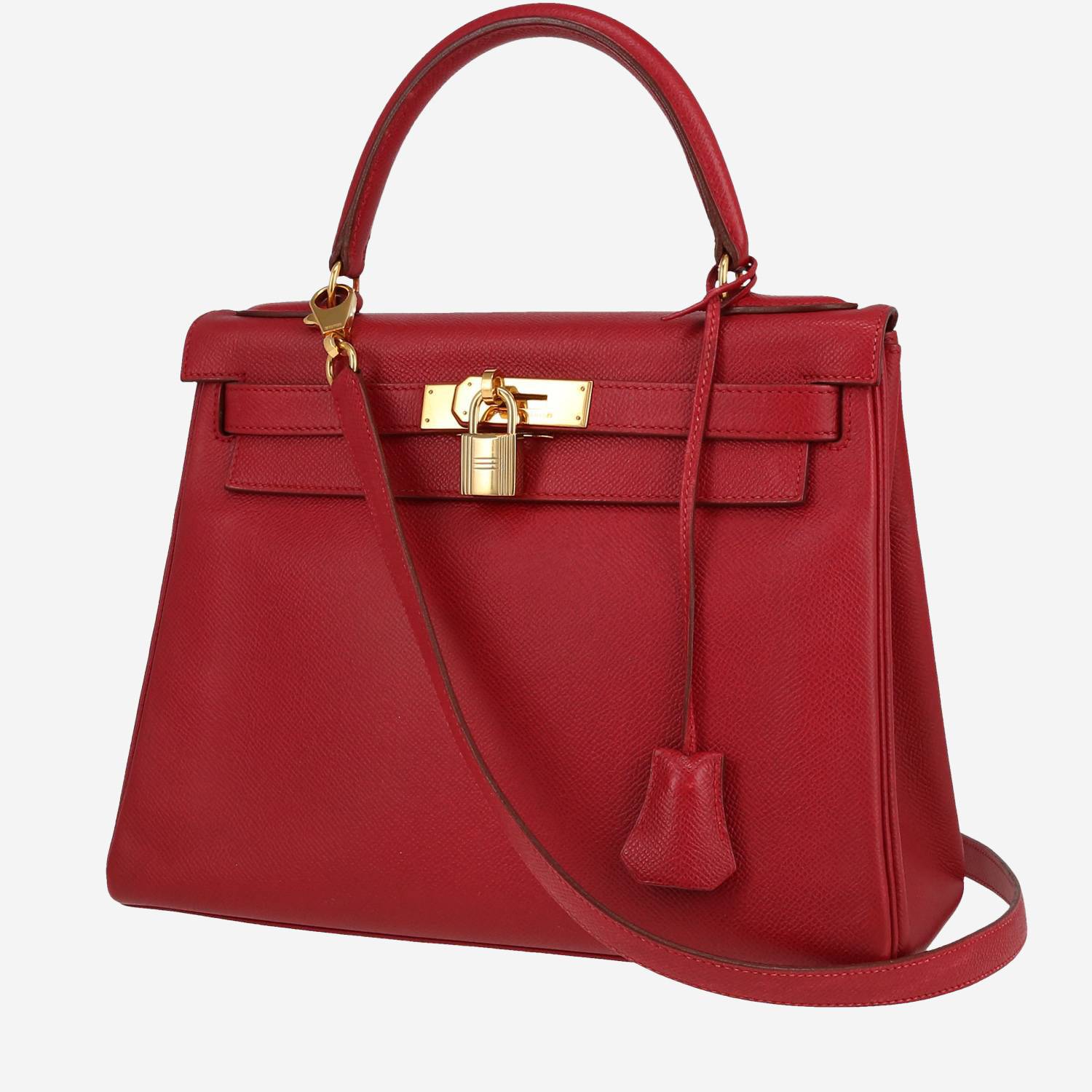 Hermès  Kelly 28 cm handbag  in red Courchevel leather