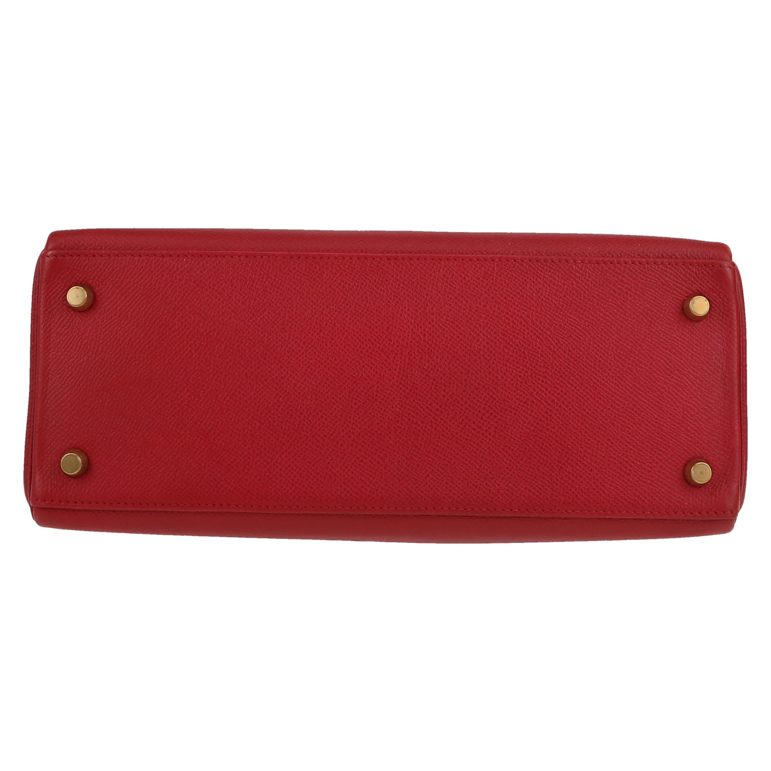 Hermès  Kelly 28 cm handbag  in red Courchevel leather - Detail D1